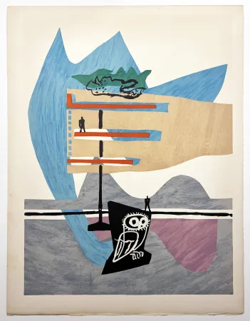 Litografia Le Corbusier - ESPRIT. (Le Poème de l'angle droit, 1955). Planche 7 (B3)