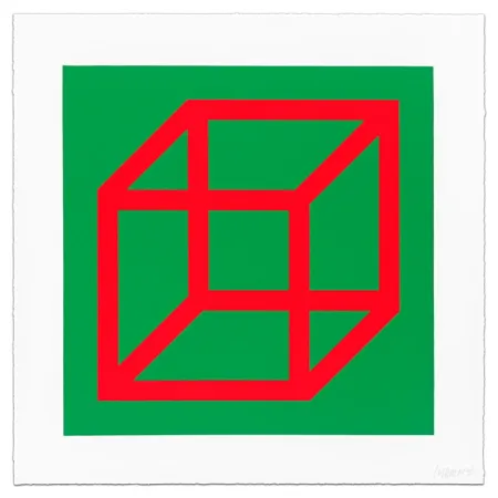 Linogravura Lewitt - Cubes in Color on Color