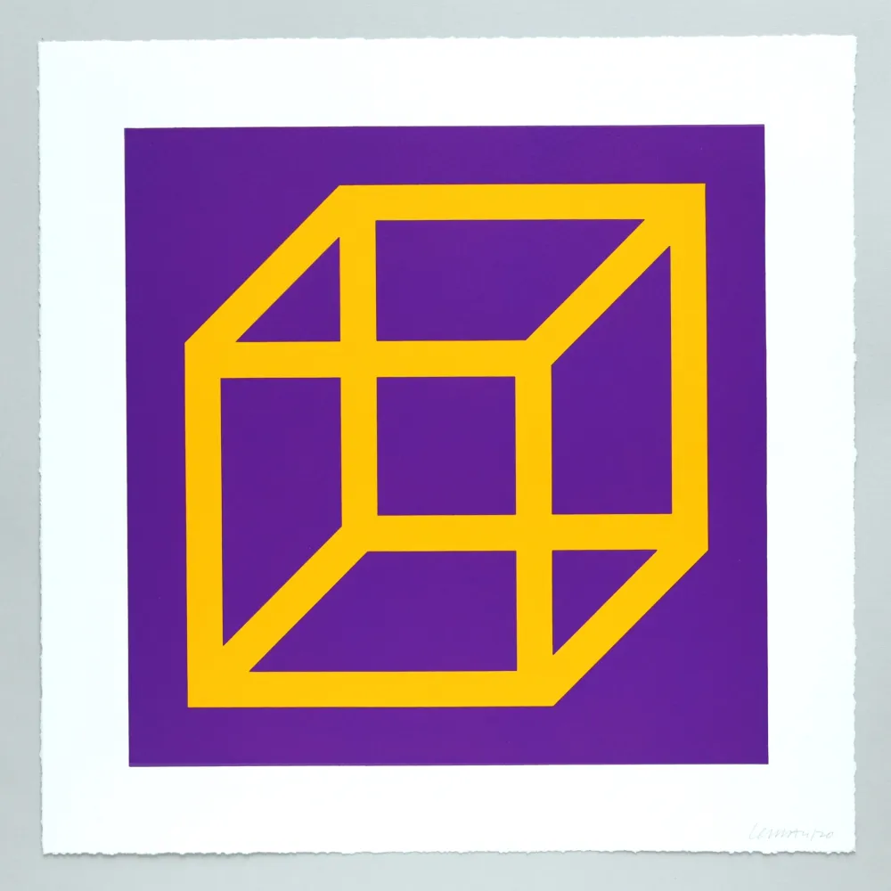 Linogravura Lewitt - Open Cube in Color on Color Plate 09
