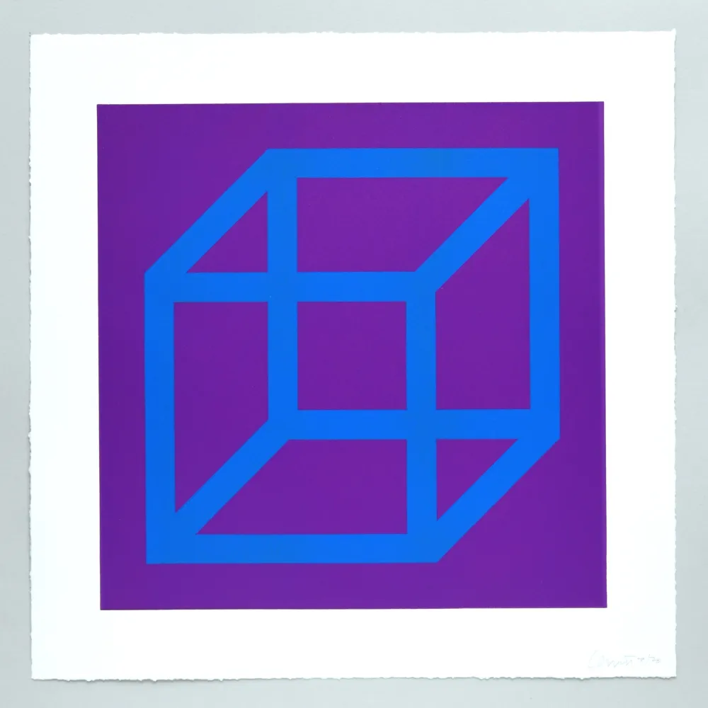 Linogravura Lewitt - Open Cube in Color on Color Plate 13