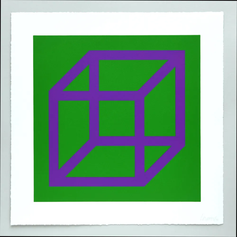 Linogravura Lewitt - Open Cube in Color on Color Plate 30
