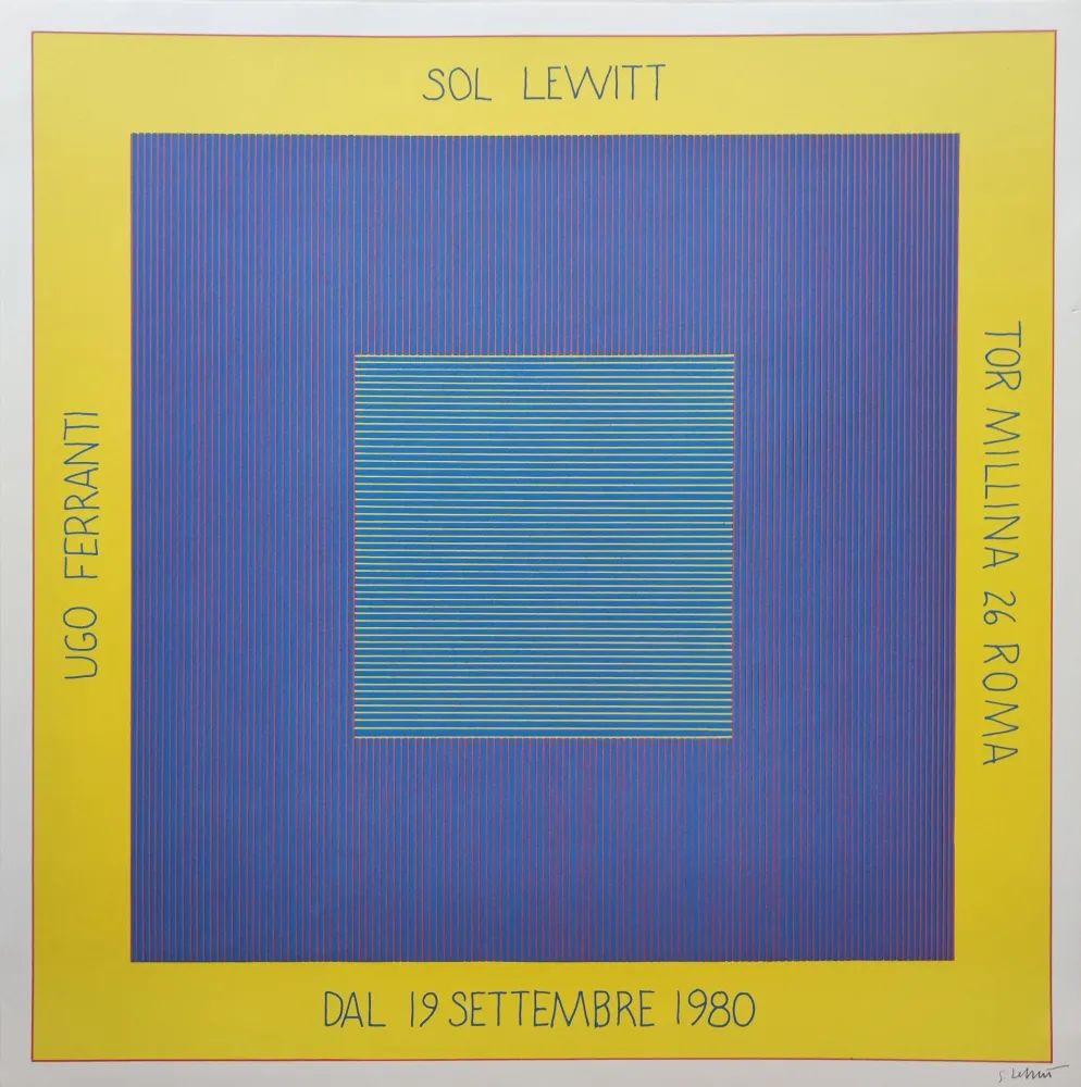 Serigrafia Lewitt - „Ugo Ferranti – Sol Lewitt - Tor millina 26 Roma – Dal 19 settembre 1980“.