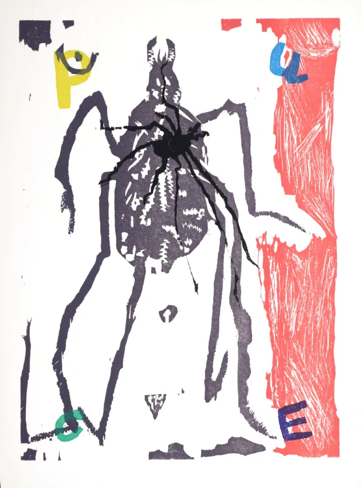Xilogravura Lorjou - La Puce, 1965