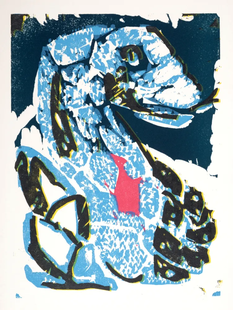 Xilogravura Lorjou - Le Serpent, 1965