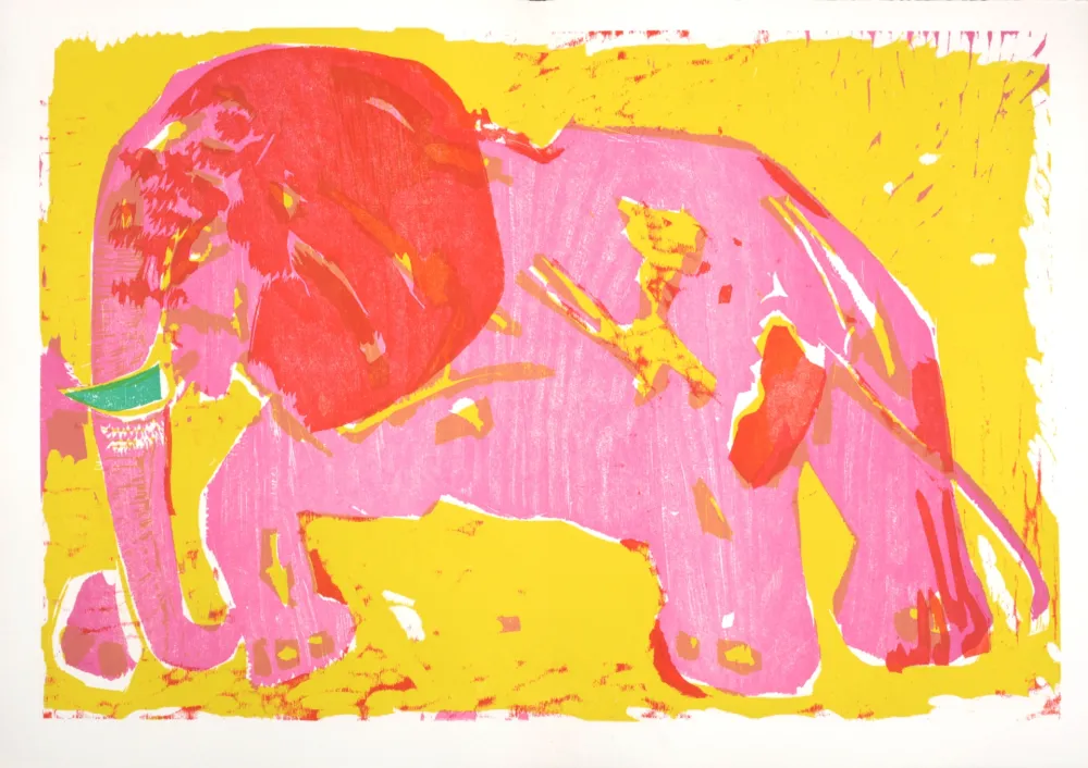 Xilogravura Lorjou - L'Elephant, 1965