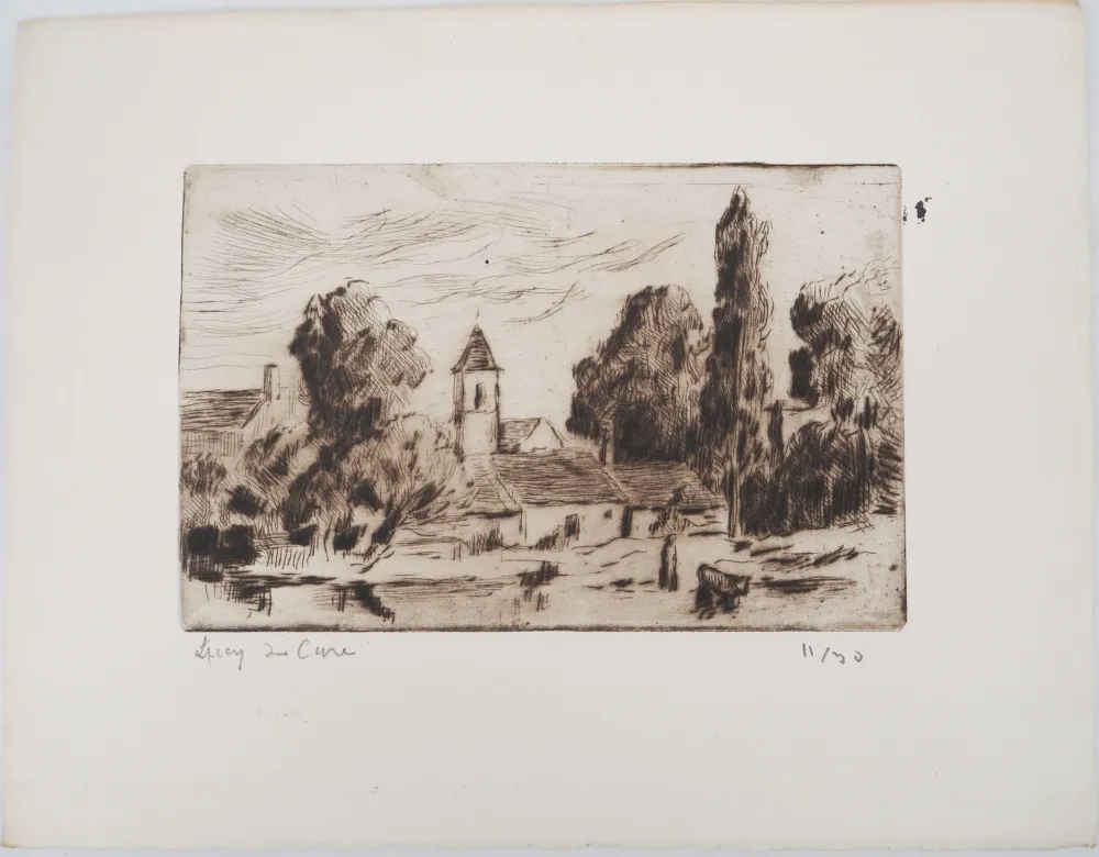 Ponta-Seca Luce - Maximilien LUCE - Paysage champêtre ( village de Bessy-sur-Cure)  - Gravure originale signée