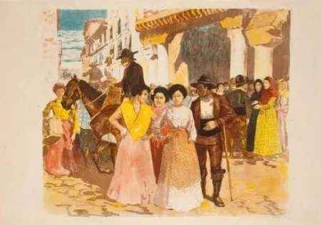 Litografia Lunois - Une rue à Burgos