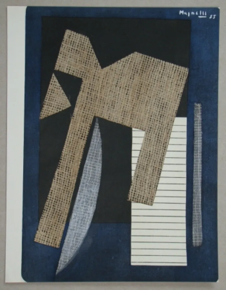 Estêncil Magnelli - Papier collé sur fond bleu, 1955