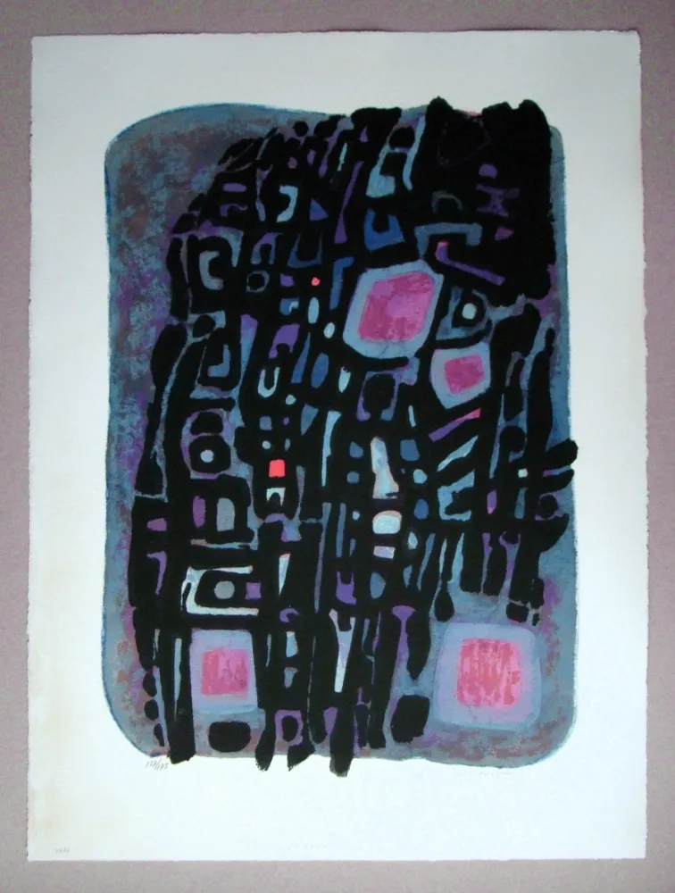 Litografia Manessier - Á l'obscur