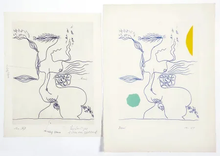 Água-Forte E Água-Tinta Masson - FANTASME ÉROTIQUE (1960). 2 épreuves dont 1 unique.