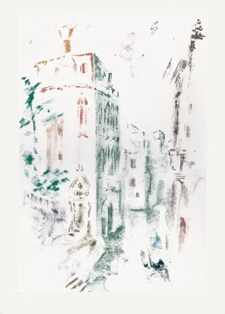 Litografia Masson - Palais et canal (Voyage à Venise)