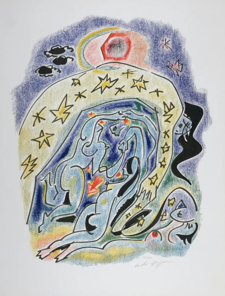 Litografia Masson - Sonnets de Louise Labé #8, 1972 - Hand signed!