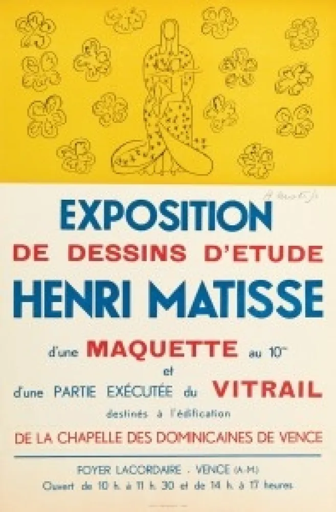 Litografia Matisse - Exposition de dessins d'étude ,Vence 
