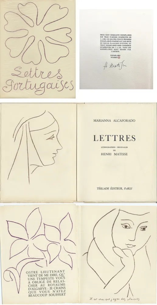 Livro Ilustrado Matisse - M. Alacaforado : LETTRES PORTUGAISES. Lithographies originales de Henri Matisse (1946)