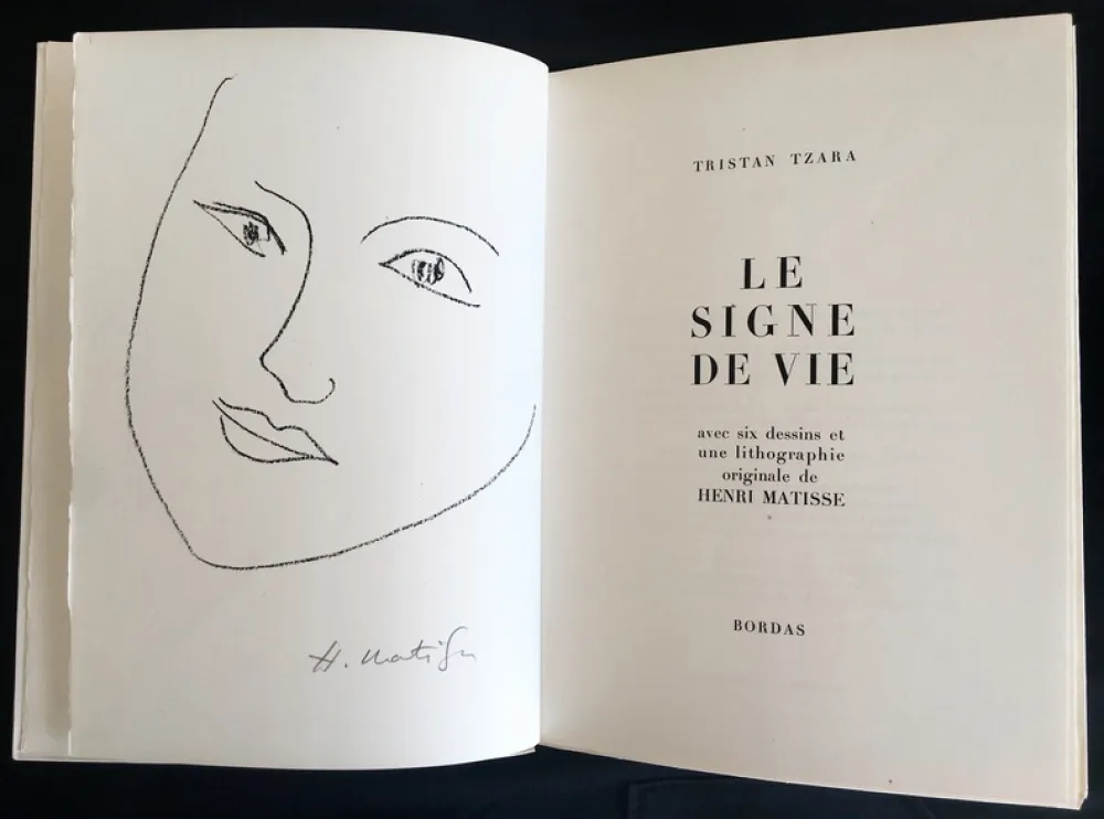 Litografia Matisse - Tristan Tzara : LE SIGNE DE VIE. Une lithographie originale signée d'Henri Matisse (1946)
