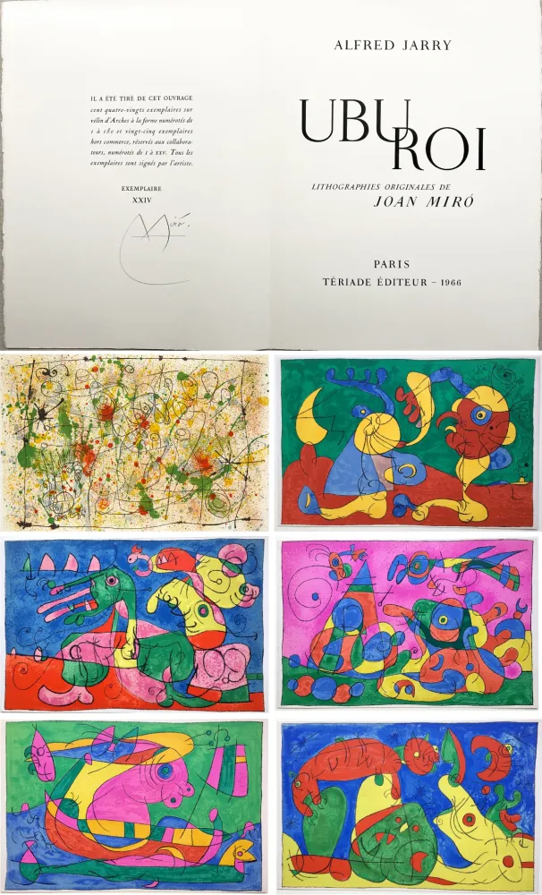 Livro Ilustrado Miró - A. Jarry. UBU ROI. 13 Lithographies originales en couleurs (1966)