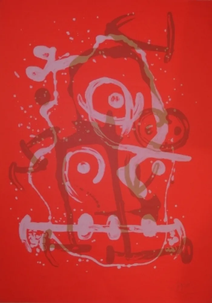 Litografia Miró - Chevauchée orange