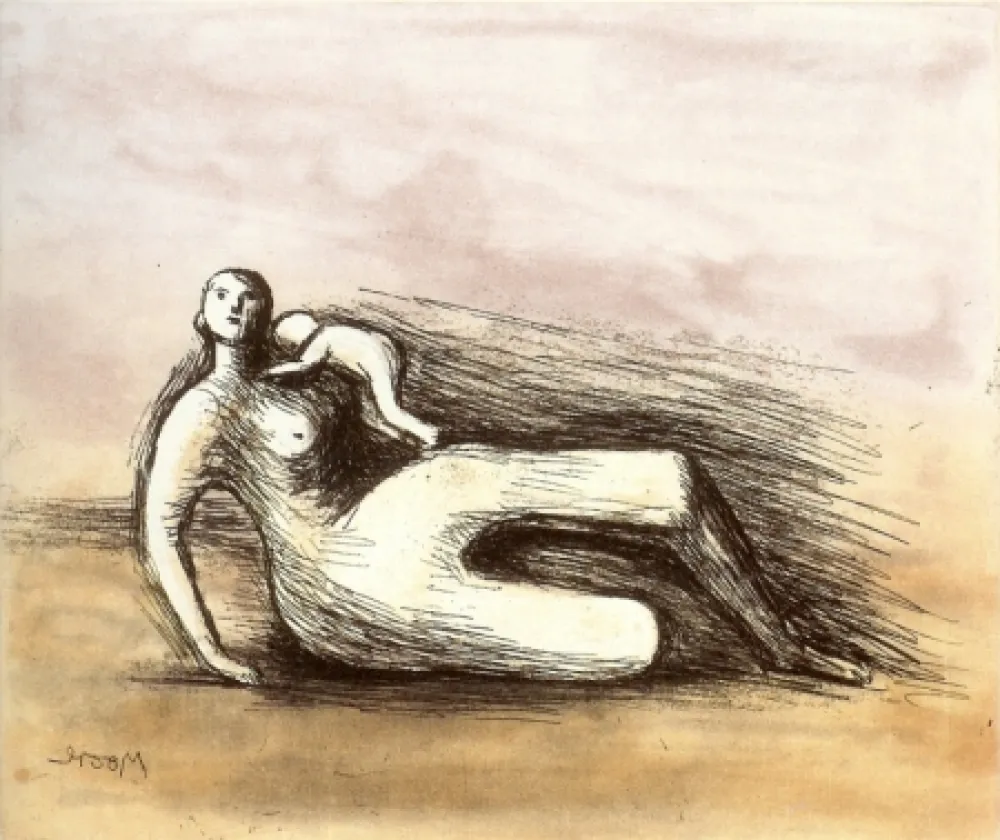 Água-Forte E Água-Tinta Moore - Mother and Child VII