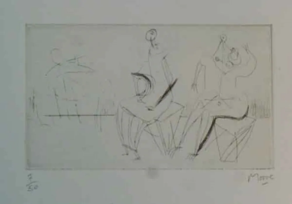 Água-Forte Moore - TWO SEATED FIGURES I