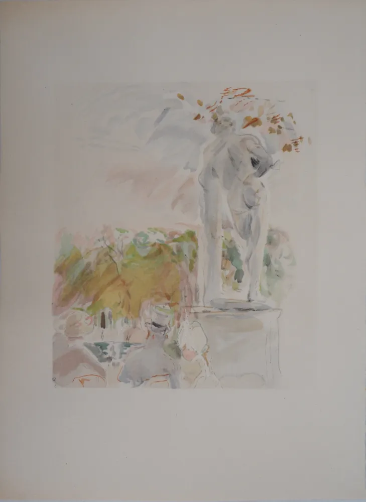 Litografia Morisot - Sculptures au Au Jardin des Tuileries