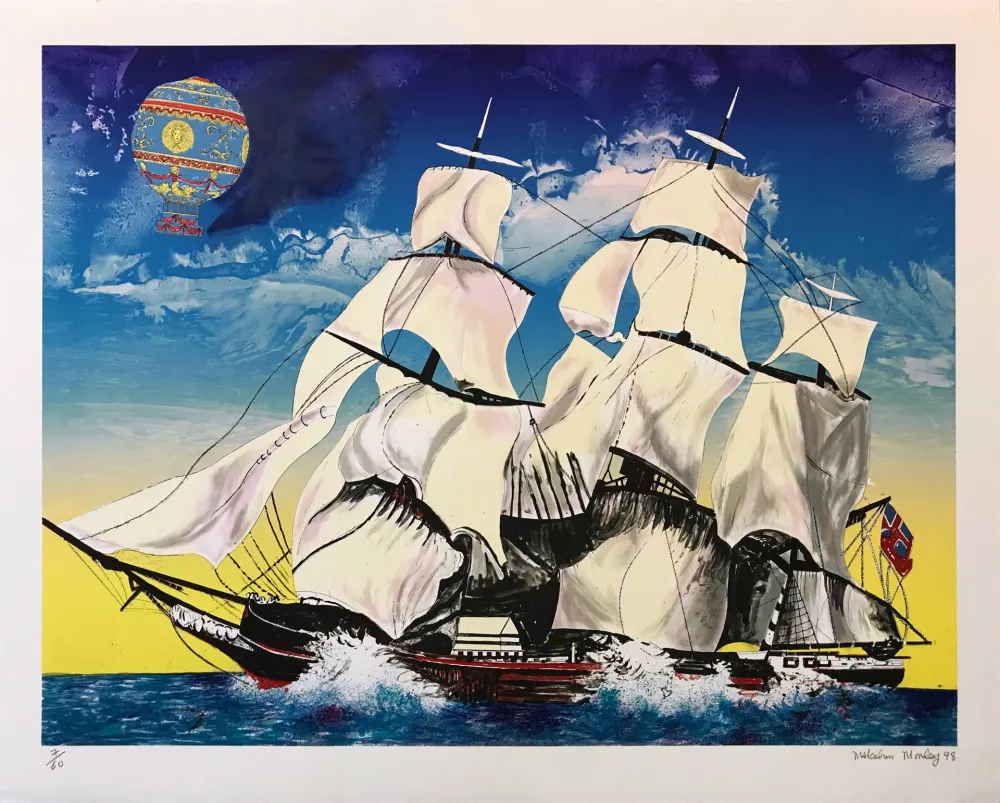 Litografia Morley - FLYING CLOUD WITH MONTGOLFIERE BALLOON