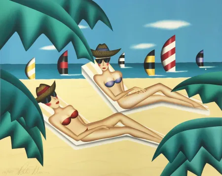 Litografia Morris - SUNBATHERS