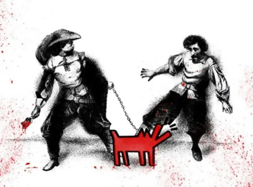 Serigrafia Mr Brainwash - Watch Out! (Large Red)