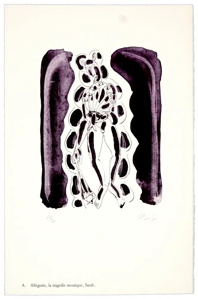 Litografia Nørgaard - A. Allégorie, la tragédie mosaïque, Sarah