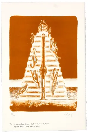 Litografia Nørgaard - A. In mémoriam, liberté - égalité - fraternité, danse aujourd'hui, tu seras mort demain.