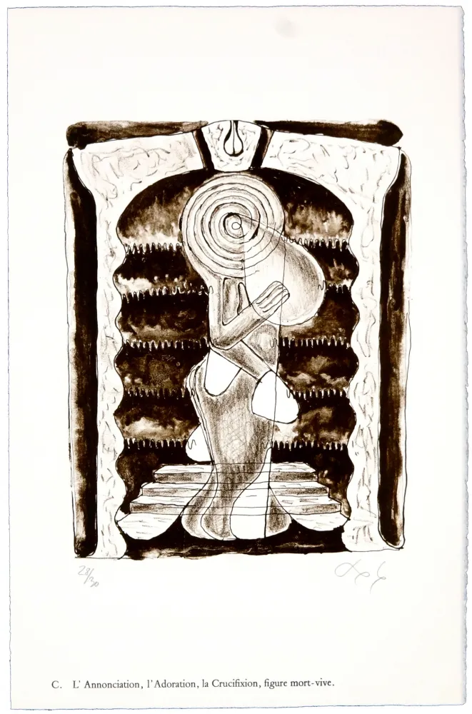 Litografia Nørgaard - C. L'Annonciation, l'Adoration, la Crucifixion, figure mort-vive