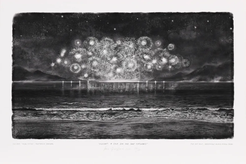 Gravura Digital Op De Beeck - Midnight, a calm Sea and some Firework