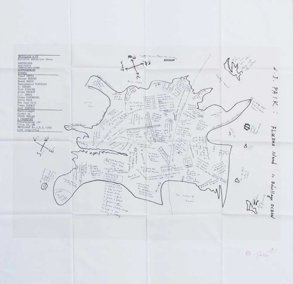 Serigrafia Paik - FLUXUS ISLAND IN DECOLLAGE OCEAN