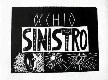 Linogravura Paladino - Terra tonda africana 6 - Occhio sinistro