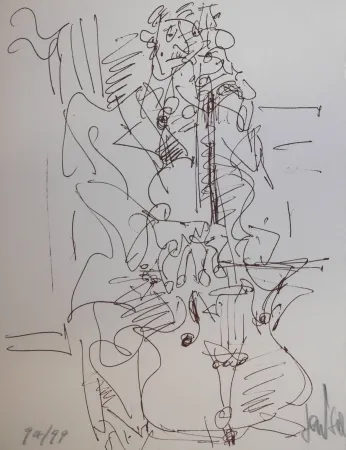 Litografia Paul  - LE VILONCELLISTE / THE VIOLONCELLIST - Lithographie Originale / Original Lithography