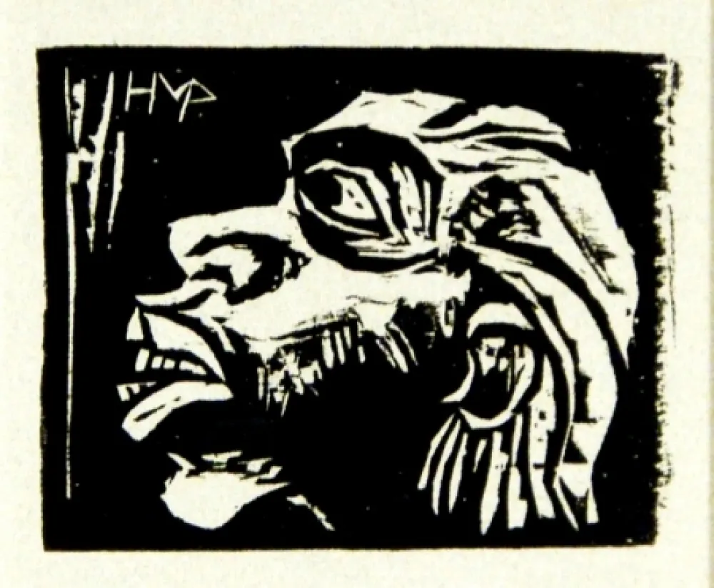 Xilogravura Pechstein - Kopf eines Insulaners (Head of an Islander)