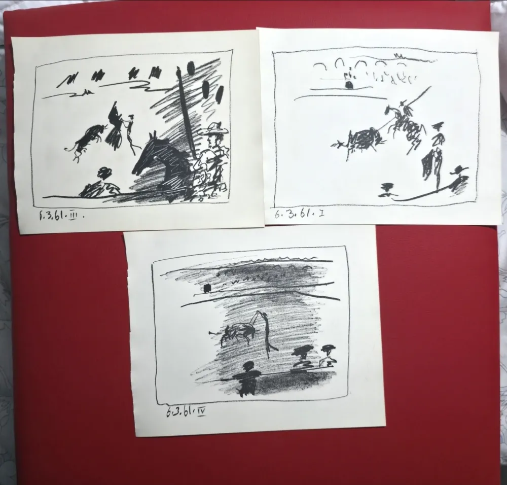 Litografia Picasso - A Los Toros Avec Picasso- 3 plates