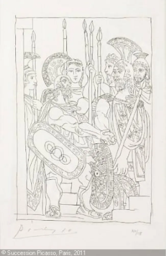 Gravura Picasso - Accord Entre les Guerriers de Sparte et d'Athens
