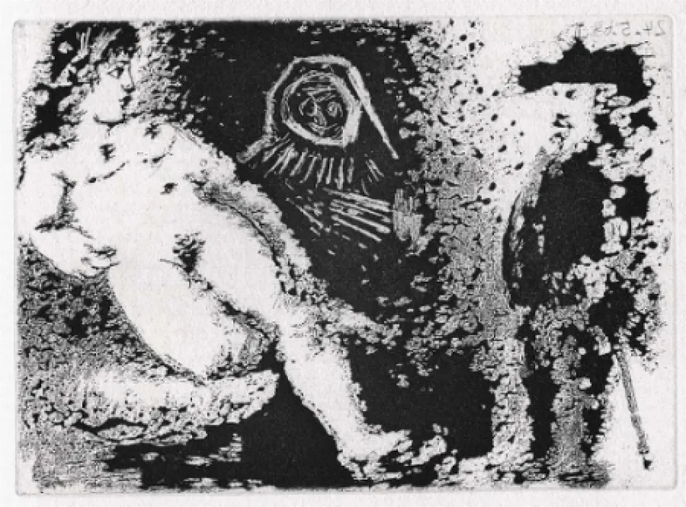 Água-Tinta Picasso - Célestine, Fille et vieux client