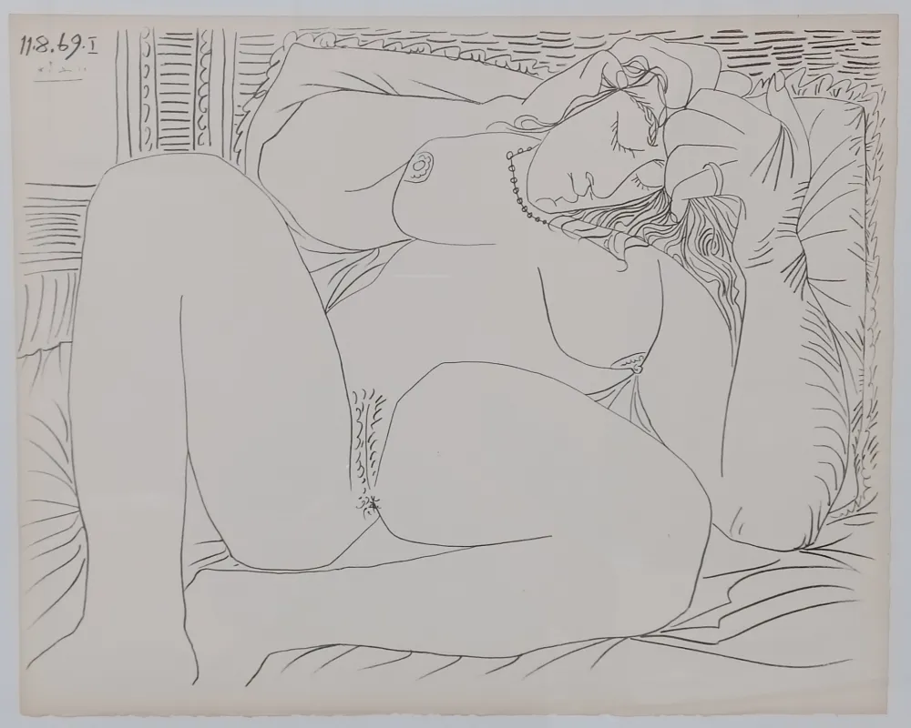 Litografia Picasso - Couples and female nudes I