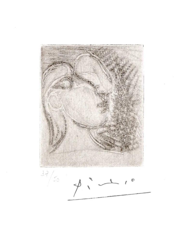 Gravura Picasso - ête de femme tournée à droite