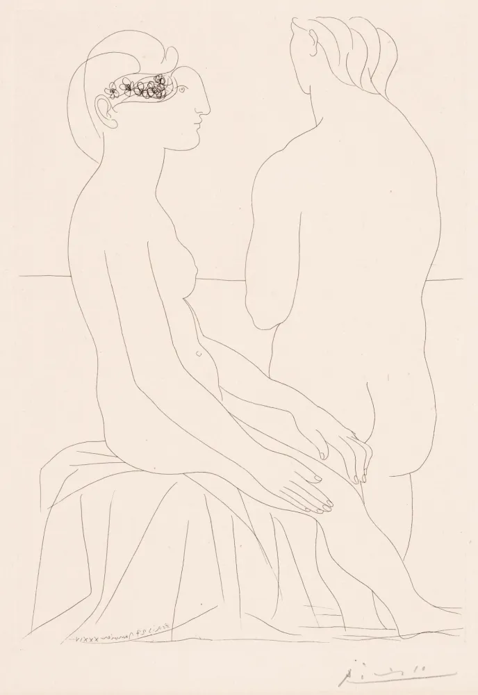 Gravura Picasso - Femme assise et Femme de Dos, pl. 78