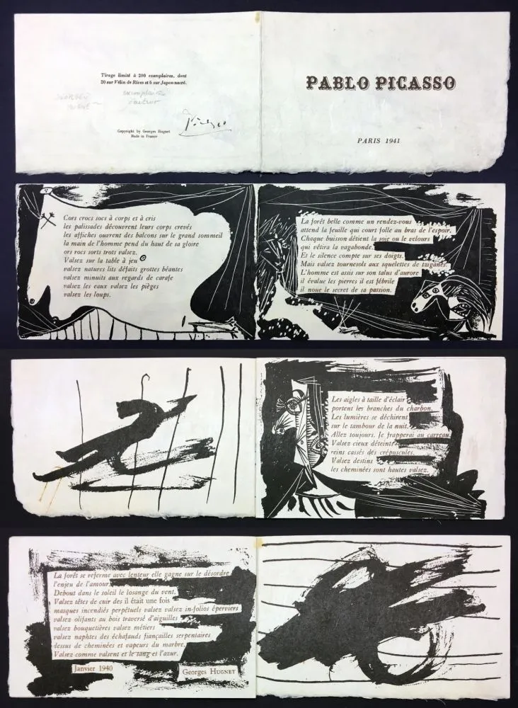 Livro Ilustrado Picasso - Georges Hugnet : PABLO PICASSO (Paris, 1941). 