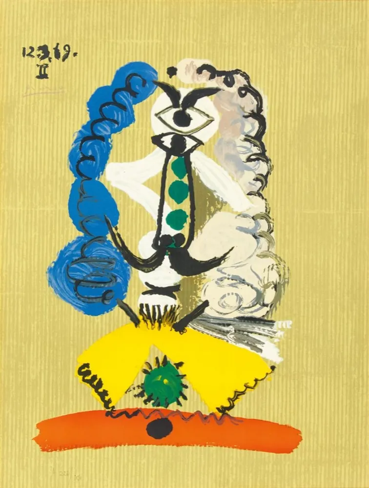 Litografia Picasso - Pablo Picasso- Portrait Imaginaires 12.3.69 II