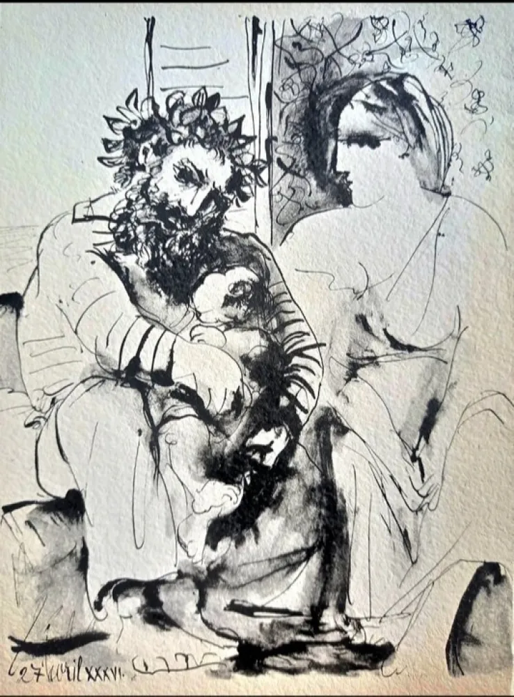 Estêncil Picasso - Pablo Picasso, The Family, Original Lithograph on Arches Paper, 1967