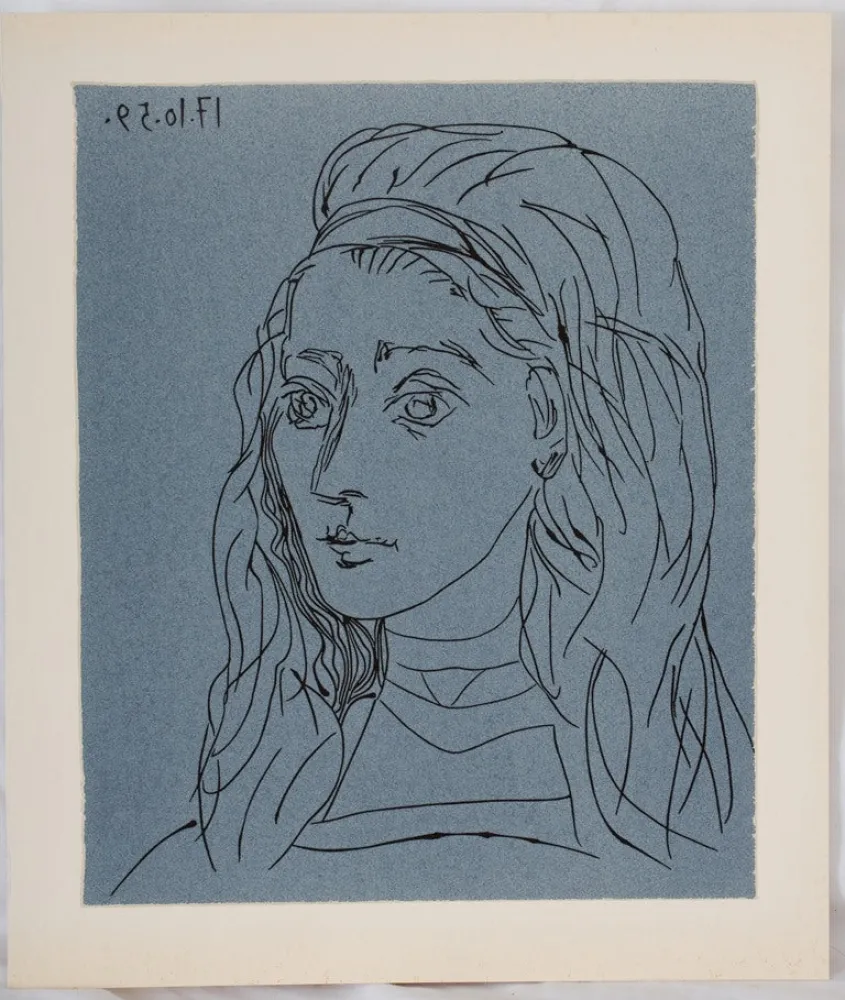 Linogravura Picasso - Portrait de Jacqueline