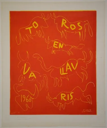 Linogravura Picasso - Toros en Vallauris