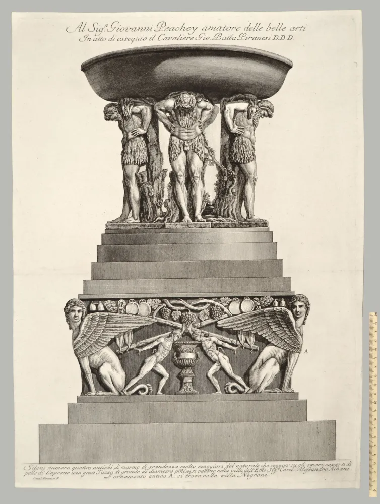 Água-Forte Piranesi - VASCA DI GRANITO SORRETTA DA QUATTRO FAUNI