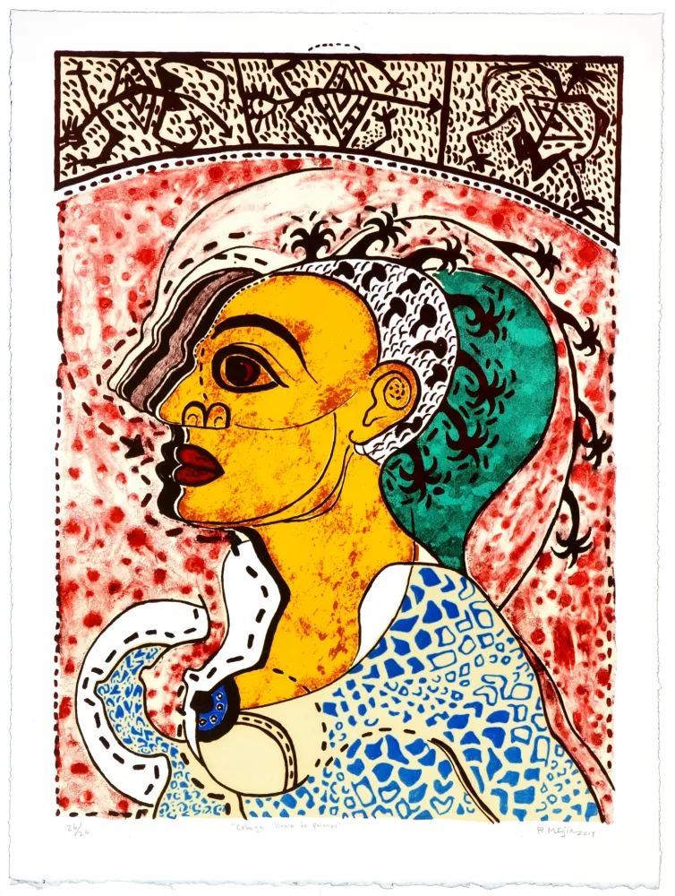 Litografia Radhamès - Cabeza llena de palmas