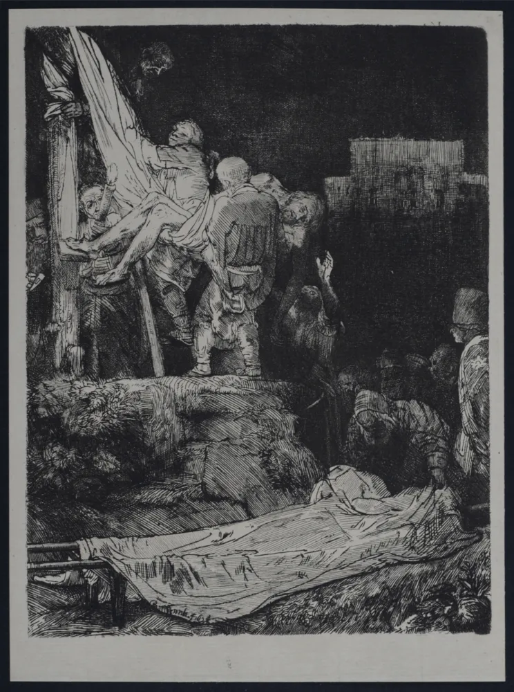 Heliogravura Rembrandt - La descente de croix aux flambeaux