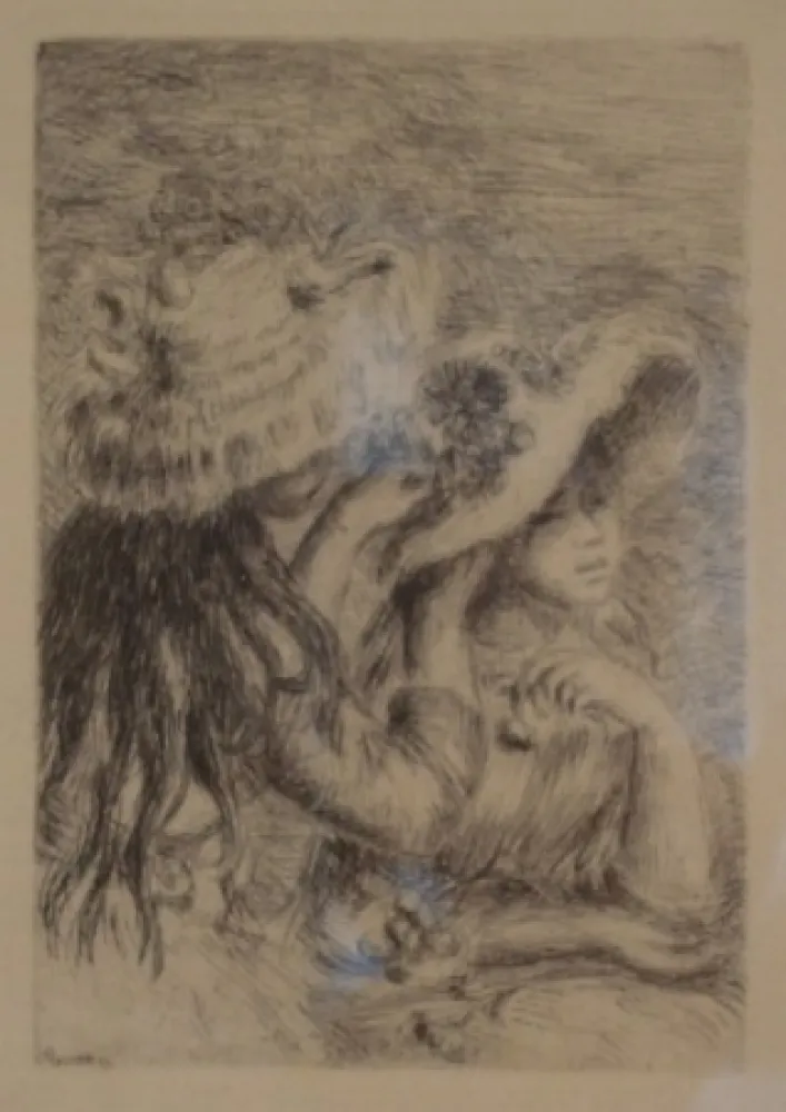 Gravura Renoir - Le Chapeau Épinglé. La Fille de Berthe Morisot et sa Cousine.